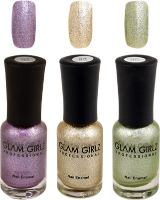 

Glam Girlz Glitter Nail Polish-Combo(87-91-96) purple, golden, green(Pack of 3)