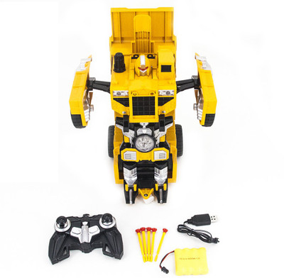 

HALO NATION Radio controlled robot transformer Dump truck 1:14 AutoBot Toy for kids with USB Charger BumbleBee(Yellow)