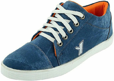 

well feet blue denim sneaker for mens Casuals For Men(Blue, White