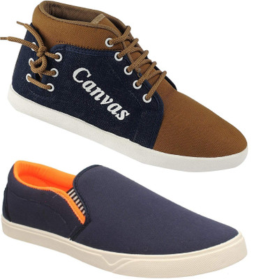 

Pexlo Combo Pack of 2 Casual (Loafer Shoes) Running Shoes For Men(Brown, Blue