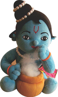 

pihu enterprises Lord Krishna (Makhan Chor) Hindu Idol Soft Toy - 12 cm(Blue)