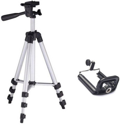 

Padraig Tripod - 3110 Portable & Foldable Camera - Mobile Tripod With Mobile Clip Holder Tripod(Silver, Supports Up to 1500 g)