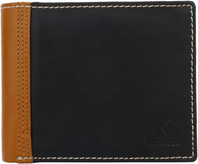 

K London Men Multicolor Genuine Leather Wallet(4 Card Slots), Black;tan