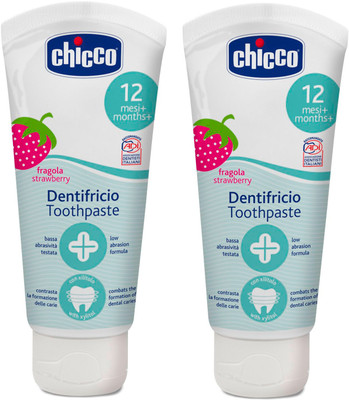 

Chicco Strwaberry Toothpaste (12 m+), 50ml, Pack of 2(White)