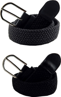 

ELS Men & Women Casual, Evening, Formal Grey, Black Canvas, Fabric, Synthetic Belt, Black;grey