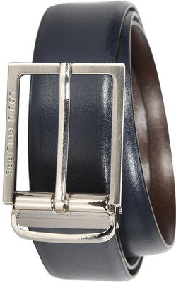

Louis Philippe Men Formal Blue Genuine Leather Reversible Belt, Navy
