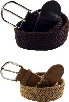 

ELS Men & Women Casual, Evening, Formal Brown, Beige Canvas, Fabric, Synthetic Belt, Beige;brown