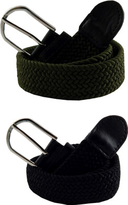 

ELS Men & Women Casual, Evening, Formal Green, Black Canvas, Fabric, Synthetic Belt, Black;green