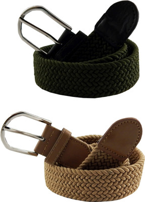 

ELS Men & Women Casual, Evening, Formal Green, Beige Canvas, Fabric, Synthetic Belt, Beige;green