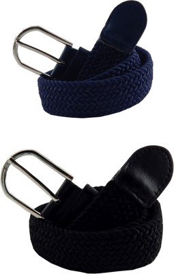 

ELS Men & Women Casual, Evening, Formal Blue, Black Canvas, Fabric, Synthetic Belt, Black;blue