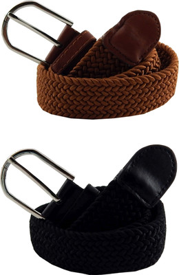 

ELS Men & Women Casual, Evening, Formal Khaki, Black Canvas, Fabric, Synthetic Belt, Black;khaki