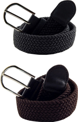 

ELS Men & Women Casual, Evening, Formal Grey, Brown Canvas, Fabric, Synthetic Belt, Brown;grey