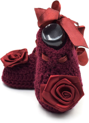 

Magic Needles Newborn Baby Socks Soft Sole Prewalker Ankle Booties Booties(Toe to Heel Length - 12 cm Maroon)