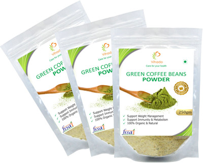 

Vihado Premium Quality Unflavoured Organic Green Coffee Beans Powder for tasty and healthy Drink, Unroasted, Arabica AAA+ - Instant Coffee 250 g(Pack of 6)