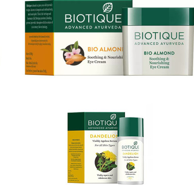 

BIOTIQUE BIO ALMOND SOOTHING & NOURISHING EYE CREAM,Dandelion Ageless Lightening Serum(Set of 2)