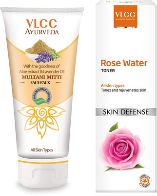 

VLCC Ayurveda Multani Mitti face pack 100gm + Rose water toner 100ml(Set of 2)