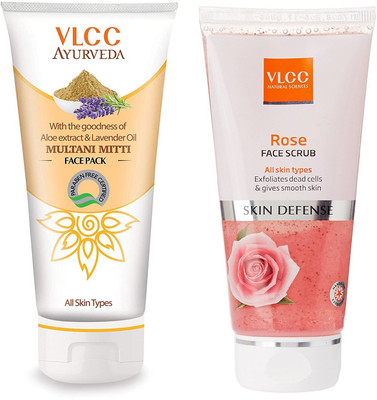 

VLCC Ayurveda Multani Mitti face pack 100gm + Rose face scrub 80gm(Set of 2)