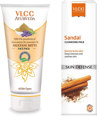 

VLCC Ayurveda Multani mitti face pack 100gm + sandal cleansing milk 100ml(Set of 2)
