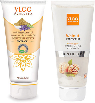 

VLCC Ayurveda Multani mitti face pack 100gm + Walnut scrub 80gm(Set of 2)
