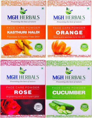 

MGH Herbals Kasturi Haldi, Orange Peel, Rose Petals & Cucumber Face Pack (Pack of 4)(400 g)