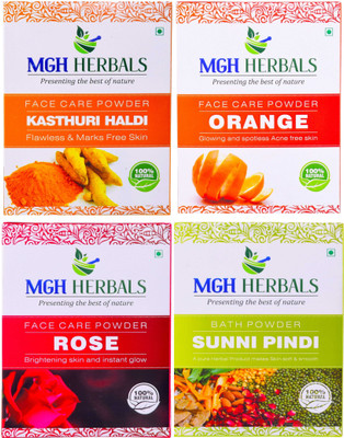MGH Herbals Kasturi Haldi, Orange Peel, Rose Petals & Bath Powder Face Pack (Pack of 4)(400 g)