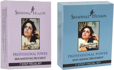 

Shahnaz Husain PROFESSIONAL POWER SKIN WHITENING TRETMENT 7 STEP FACIL KIT + 1 PROFESSIONAL POWER ANTI -AGEING TREATMENT 7 STEP FACIAL KIT 55 g(Set of 2)