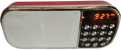 

CRETO latest model high sound fm radio with digital clock support usb, memory card, headphone out FM Radio(Red)