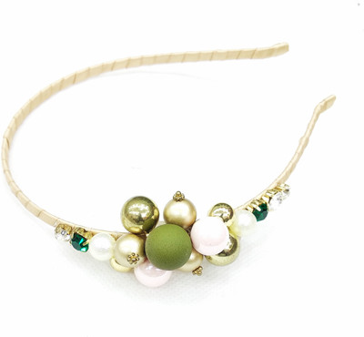 

fairytale crystal and multi colour bead fancy hair band Head Band(Gold)