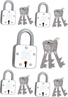 

ORKA LOCKS 50 MM (PACK OF FIVE) WITH 3 KEYS EACH PADLOCKS Padlock(Silver)