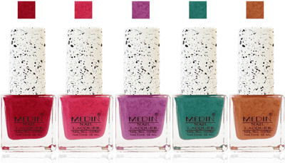 

Medin Paris Premium quality fashion cookie crumble Nail Polish Combo Set of 5 color red green pink yellow brown l purple