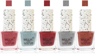 

Medin Paris Premium quality fashion cookie crumble Nail Polish Combo Set of 5 color brown l sky l pink grey red brown