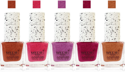 

Medin Paris Premium quality fashion cookie crumble Nail Polish Combo Set of 5 color pink dd purple musted yellow brown l purple