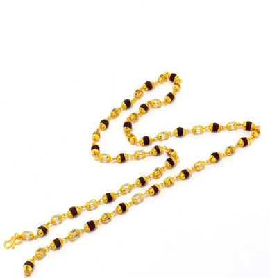 M MOD CON Rudraksha & Pearl Beads Sphatik Mala Gold-plated Plated Brass Chain
