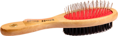 

Wuff Wuff Double Sided Wooden with Pin Dog Brush-Medium size Hair-comb/Brush Wire-pin Brushes for Dog