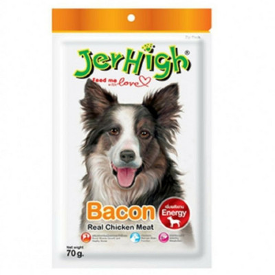 

Jerhigh JerHigh Dog Treat Bacon Teal chicken Meat Vitamin Enriched Supplement for pets (70 G) Bacon Dog Treat(70 g)