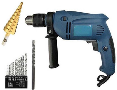 

ISC Rx 13mm Impact Revers Forward Electric Drill + Multi Usable HSS ( 1 Pc STEP Drill Bit) Combo Pistol Grip Drill(13 mm Chuck Size), Blue