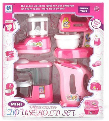 

P17 collection Battery Operated Pink Household Home Apppliances Kitchen Play Sets Toys For Girls