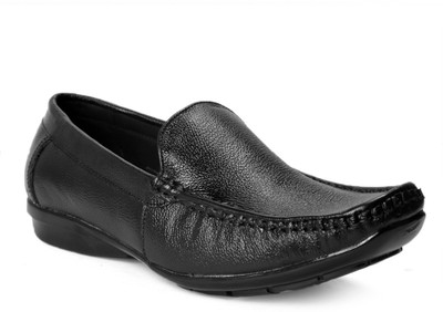 

K KING Men's Black Leather Formal Loafers Slip On For Men(Black