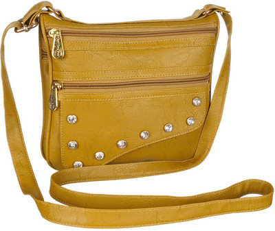 

Leather Land Women Casual, Evening/Party Yellow Leatherette Sling Bag
