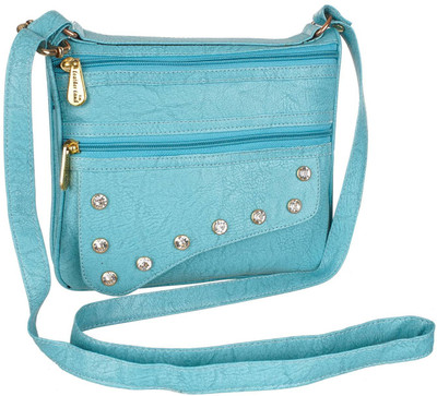 

Leather Land Women Casual Blue Leatherette Sling Bag