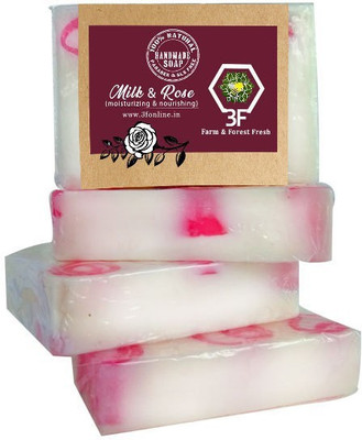 

3F Handmade Soap Milk & Rose Bar Pack of 4(400 g, Pack of 4)