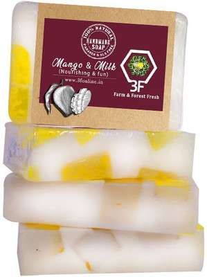 3F Handmade Soap Mango & Milk Bar Pack of 4(400 g, Pack of 4)