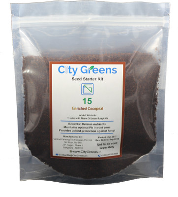 

CityGreens Citygreens® Seed Starter Kit (for 15 Plants) - Seeds, Cocopeat, Clay Pellets, Net Pots Included - Nutrient enriched & Bio-fungicide treated Soil Manure(750 g Powder)