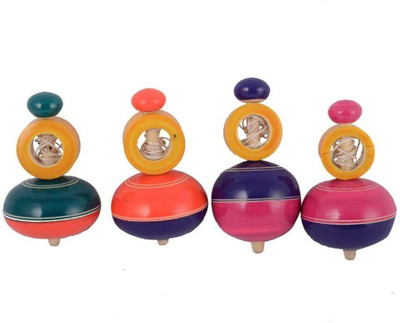 

BuzyKart Multicolored Beautiful Wooden Wind Top Lattu Toy (Set Of 4) Toy Accessory(Lattu Toy Multicolor)