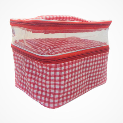 

RK Brands Check Designer 2 Partition Portable Cosmetics Makeup Vanity Box(Red)
