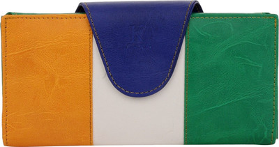 

K London Women Multicolor Artificial Leather Wallet(7 Card Slots), Blue;green;national flag;orange;white