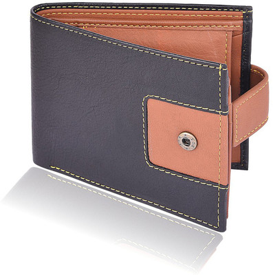 

Zeebros Men Black Genuine Leather Wallet(7 Card Slots), Black-tan