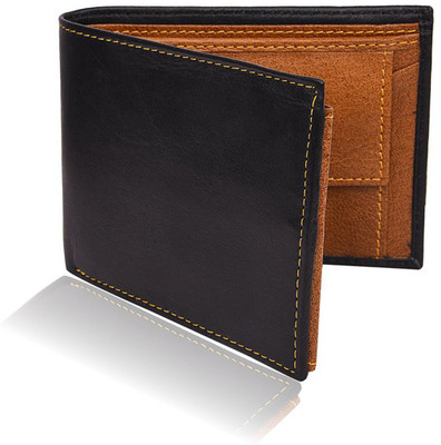 

Adam Zac Men Black Genuine Leather Wallet(10 Card Slots), Black-tan