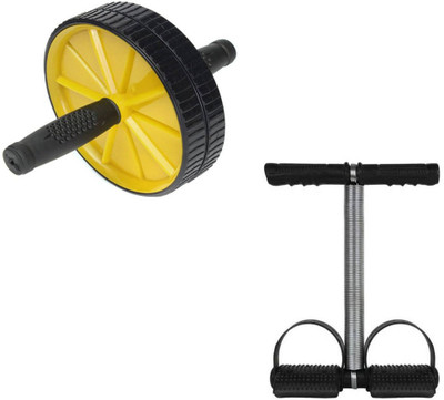 INSTAFIT Single Spring Tummy Trimmer With Ab Wheel Roller Ab Exerciser(Yellow)