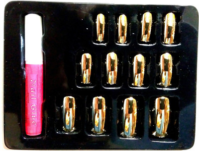

Natural artificial metallic gold shining fake nails Metallic gold(Pack of 12)